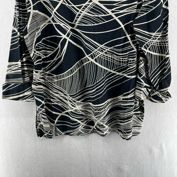 JM Collection Blouse Women's Sz 14 Black 4-Button V-Neck Roll-Tab Sleeve Tunic - Picture 9 of 11